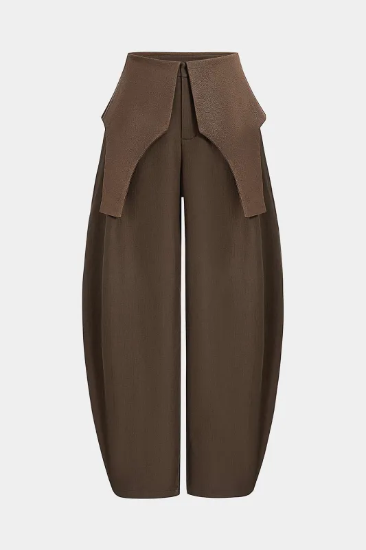 Satin Patchwork Zipper Barrel Trousers sold by Micas