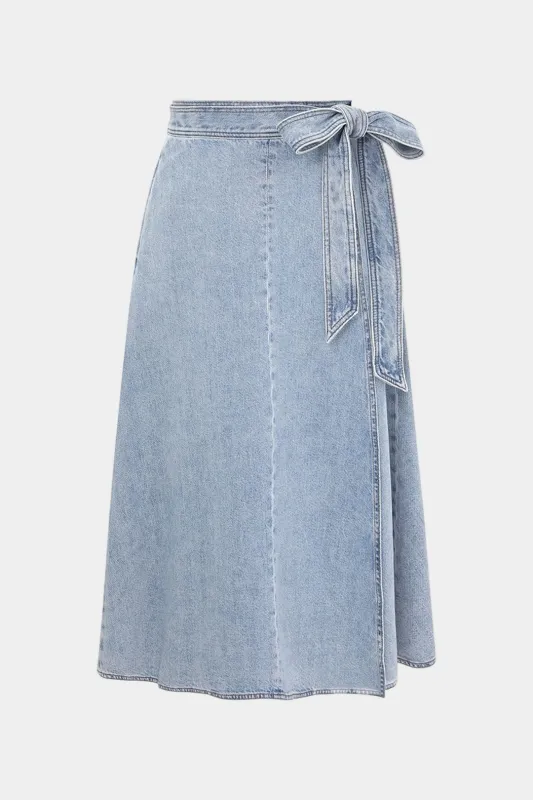 Plus Size Denim Tie Front Midi Skirt made by Micas