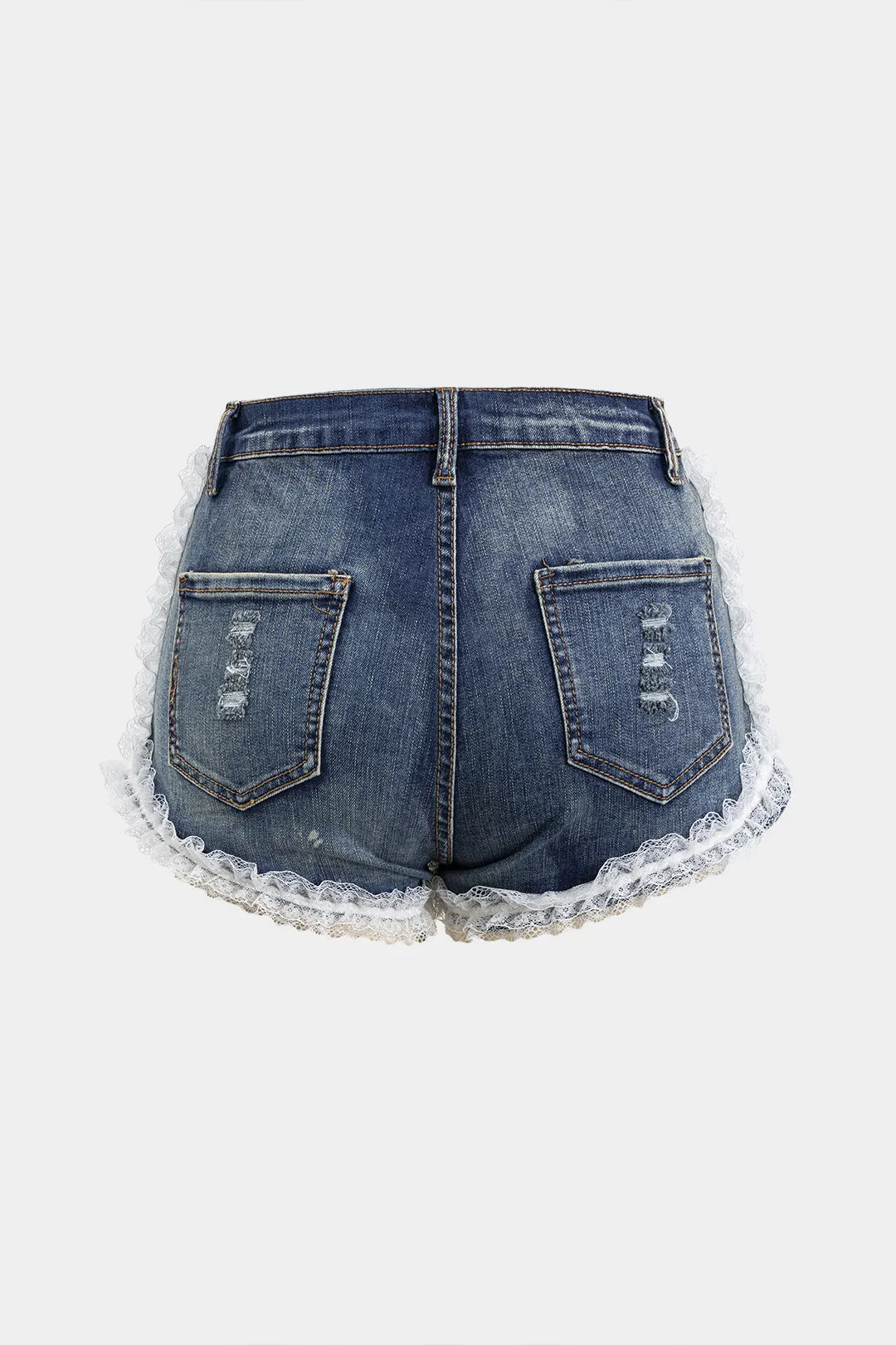 Denim Lace Patchwork Pocket Shorts sold by Micas product image thumbnail 2