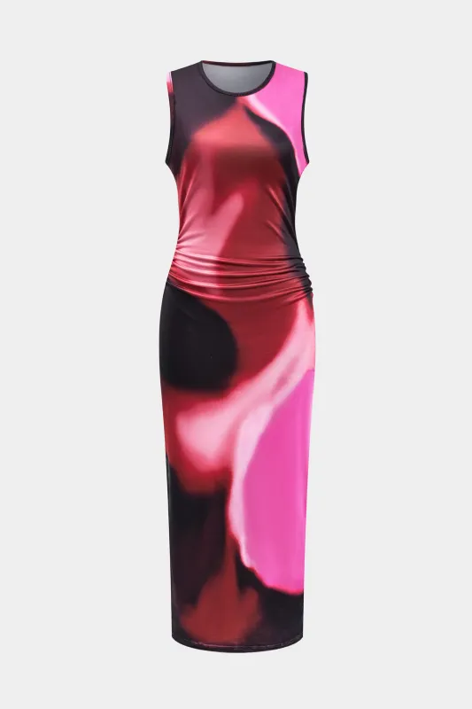 Heart Print Contrast Sleeveless Maxi Dress sold by Micas