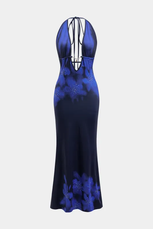 Floral Print Backless Tie-Up Slit Sleeveless Maxi Dress sold by Micas