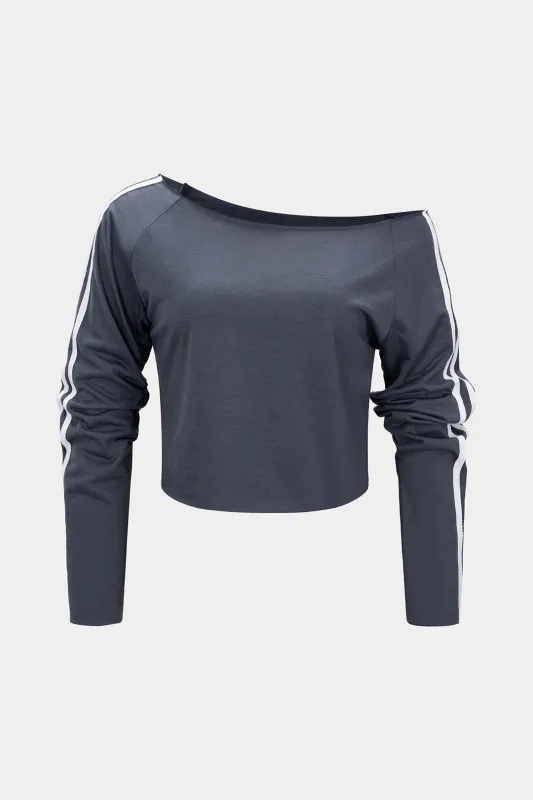 Asymmetrical Shoulder Contrast Sweatshirt sold by Micas