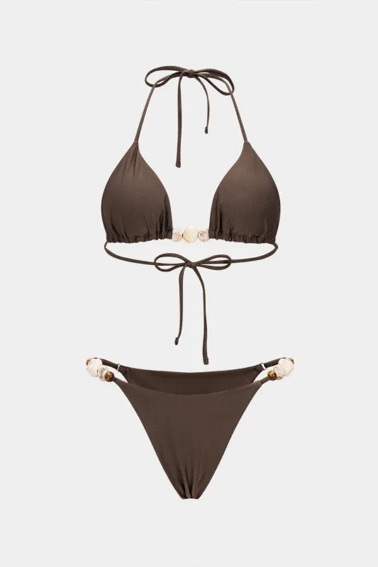 Beaded Decor Tie-Up Bikini Set sold by Micas