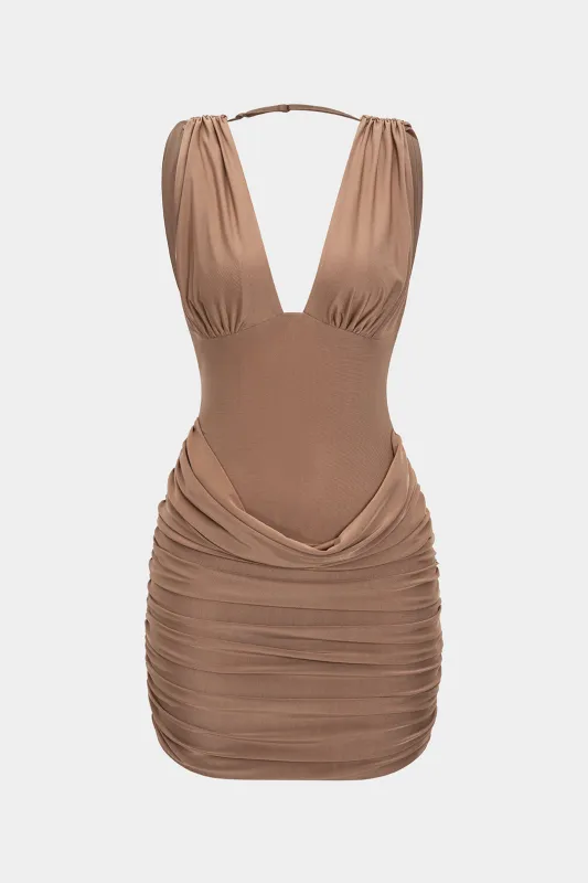 Ruched Backless Sleeveless Mini Dress sold by Micas