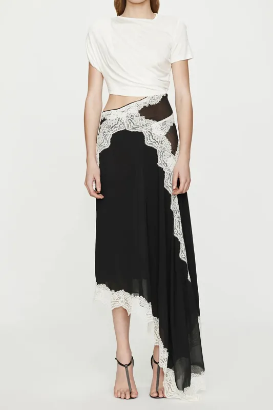 Lace Patchwork Cut Out Short-Sleeve Maxi Dress sold by Micas