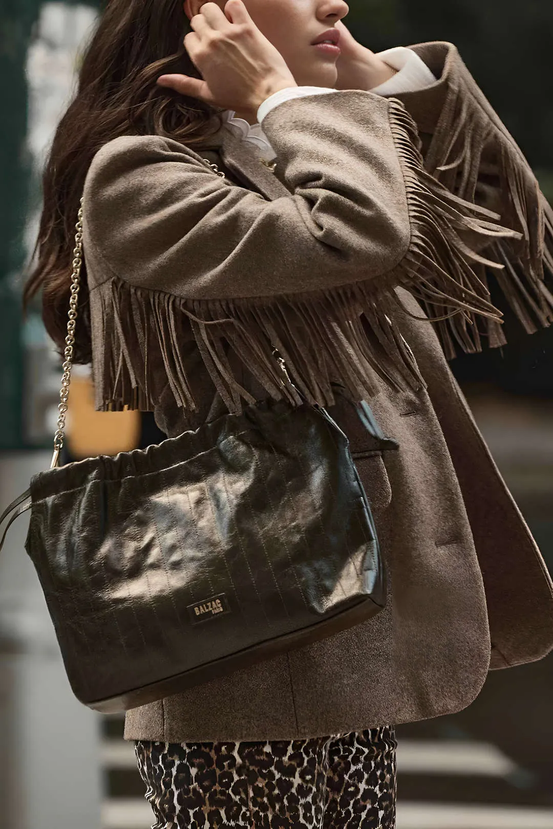 Suede Button Fringe Blazer sold by Micas product image thumbnail 5