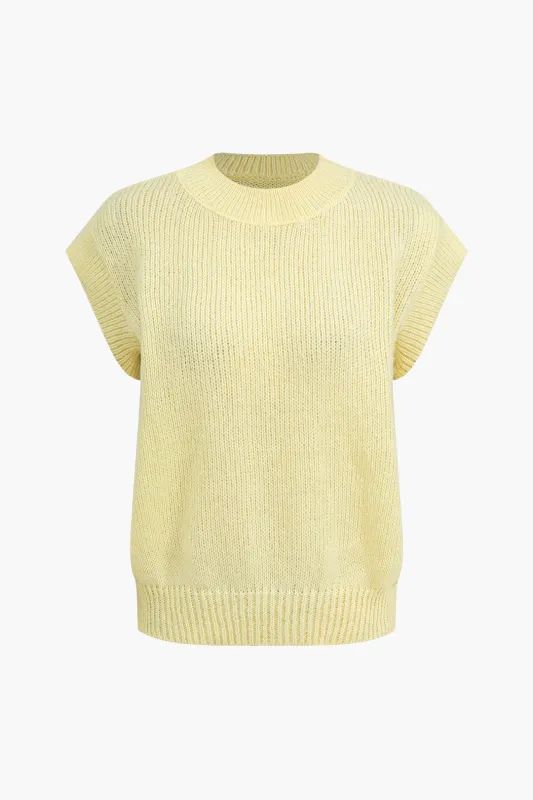 Knit Solid Round Neck Vest sold by Micas