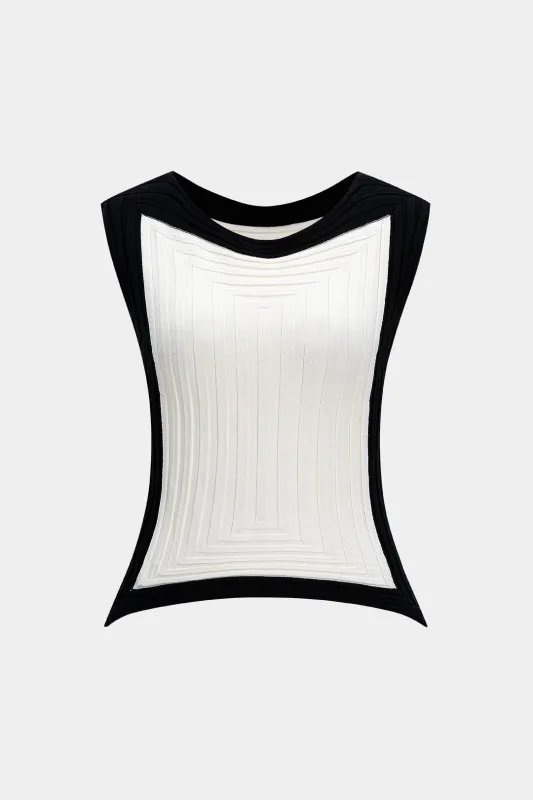 Knit Round Neck Contrast Irregular Hem Tank Top sold by Micas