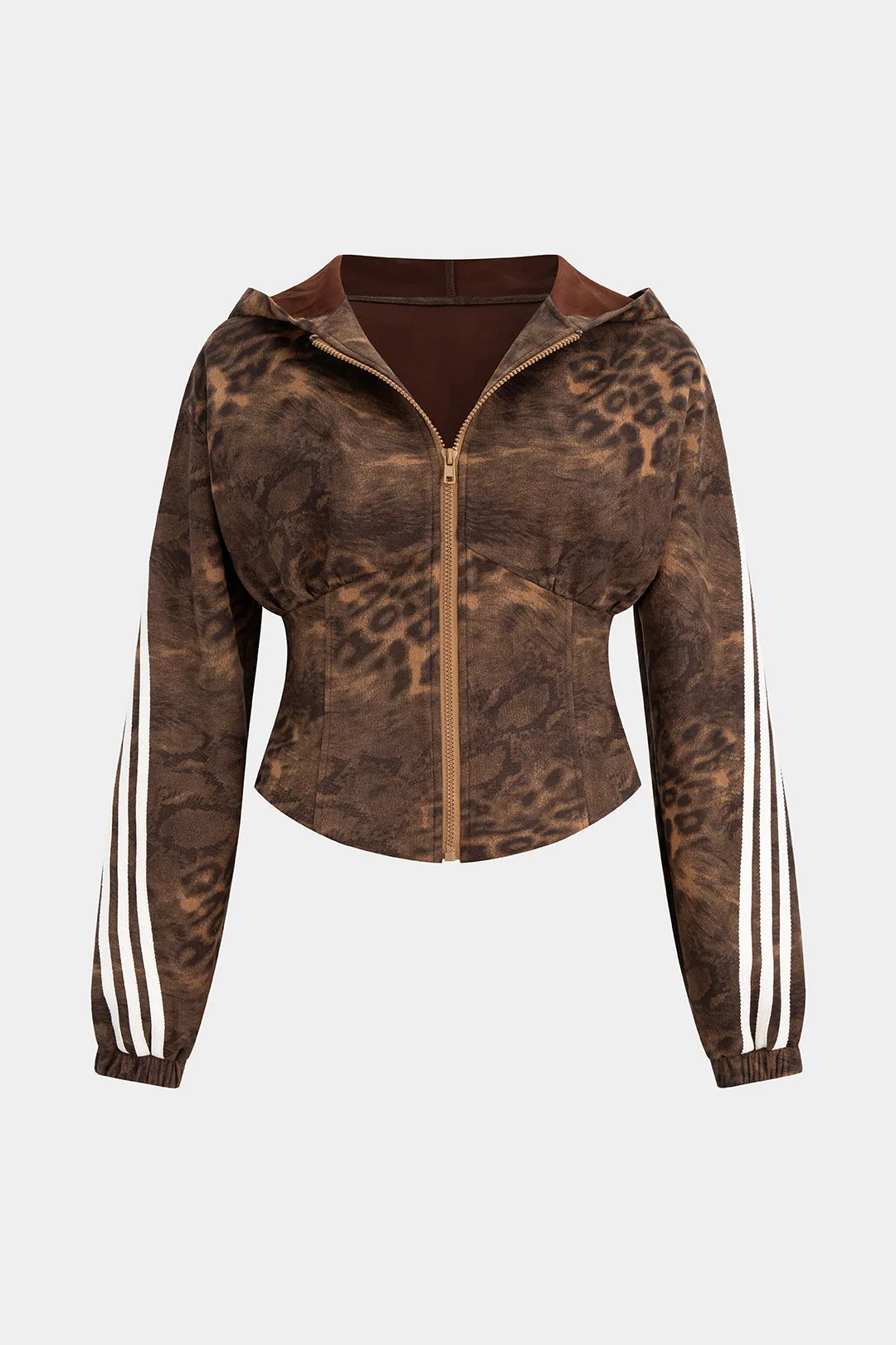 Plus Size Leopard Print Zipper Hoodie sold by Micas product image thumbnail 2