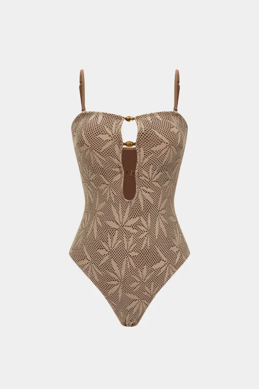 Beaded Backless Slip One-Piece Swimsuit sold by Micas