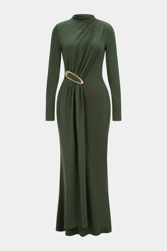 Ruched Asymmetrical Long Sleeve Maxi Dress sold by Micas