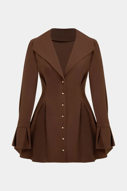 Plus Size Button Ruched Long Sleeve Mini Dress sold by Micas