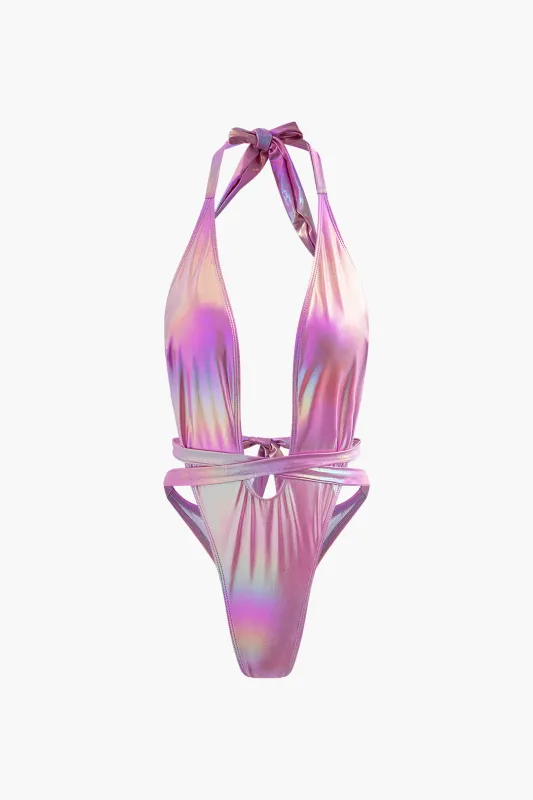 Tie-Up Backless One-Piece Swimsuit sold by Micas