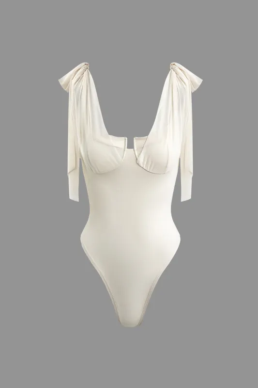 Tie-Up Bustier Underwire One-Piece Swimsuit sold by Micas