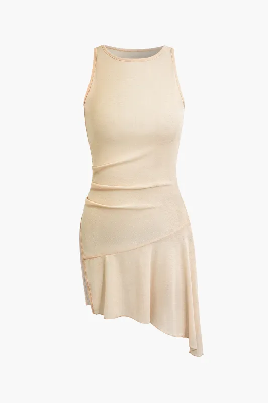 Asymmetrical Slit Round Neck Irregular Hem Tank Top sold by Micas