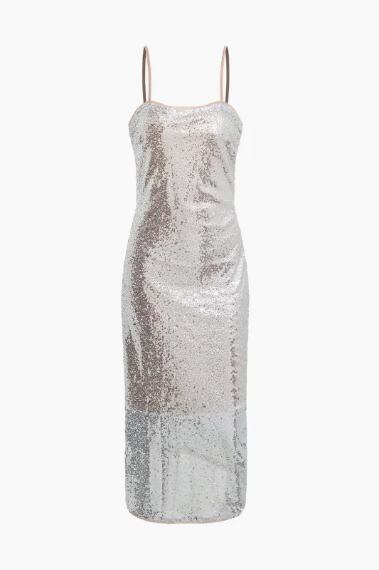 Sequin Zipper Slip Sleeveless Midi Dress sold by Micas