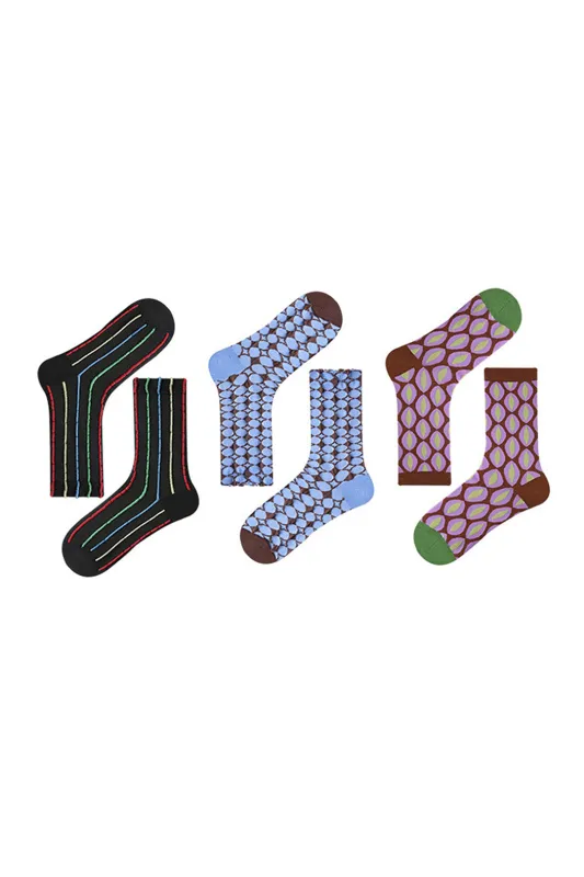 Colorblock Check Print  Mid-Calf Socks sold by Micas