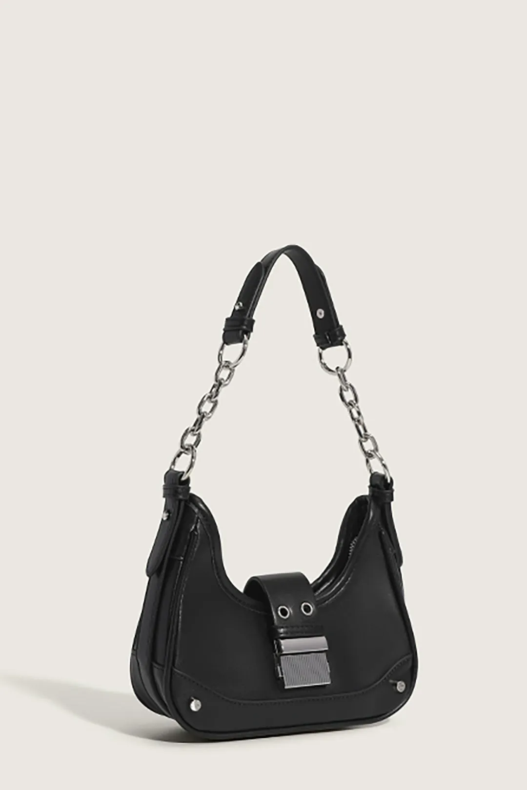 Faux Leather Metallic Chain Underarm Bag sold by Micas product image thumbnail 3