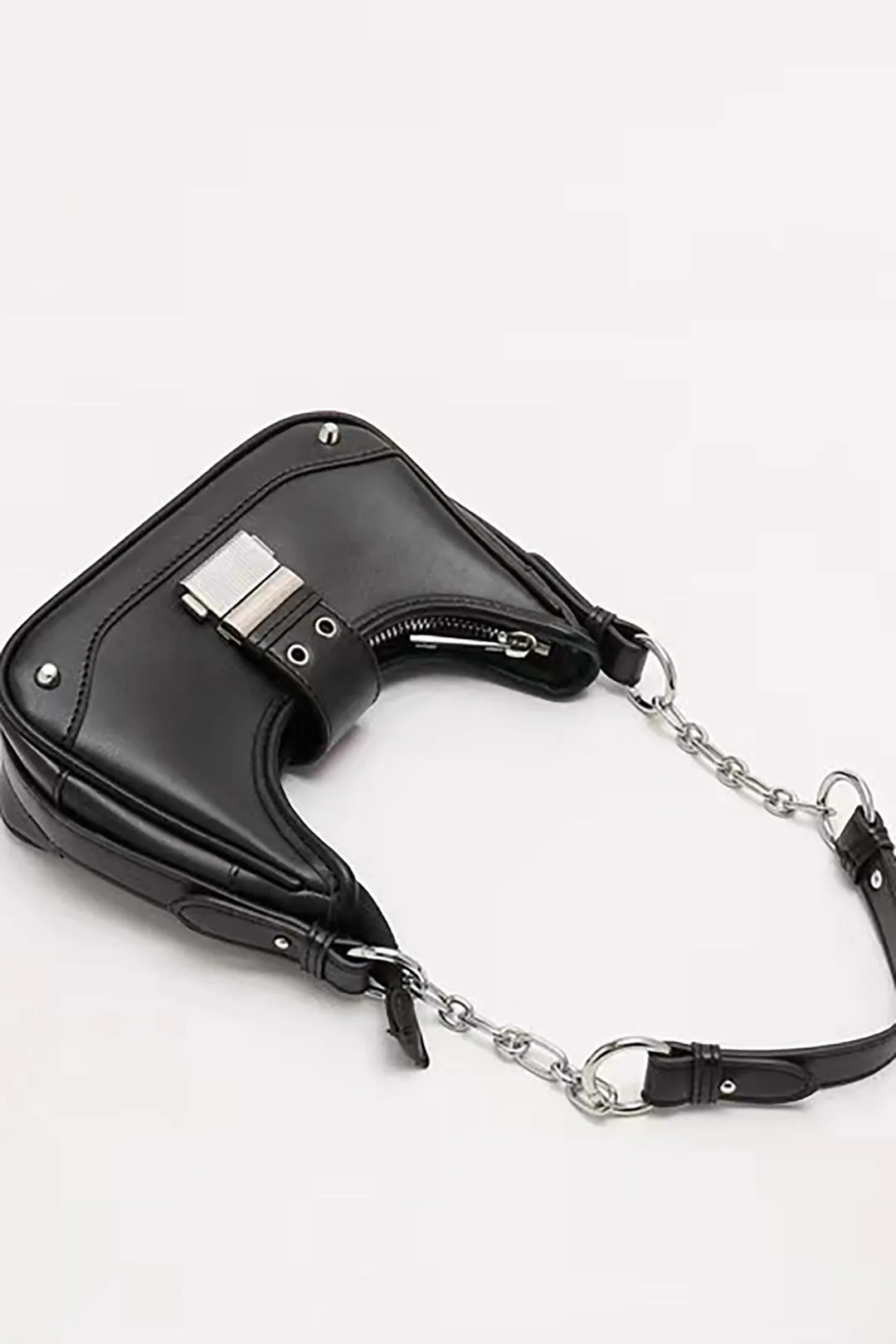 Faux Leather Metallic Chain Underarm Bag sold by Micas product image thumbnail 5