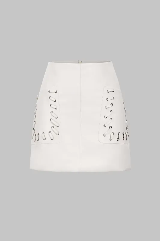 Faux Leather Zipper High-Waisted Skirt sold by Micas