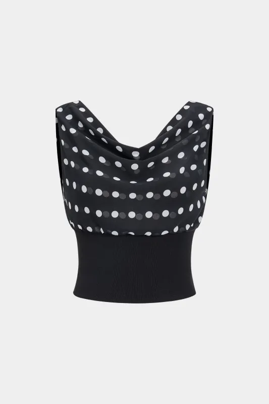 Polka Dots Print Chiffon Tie-Back Backless Tank Top sold by Micas