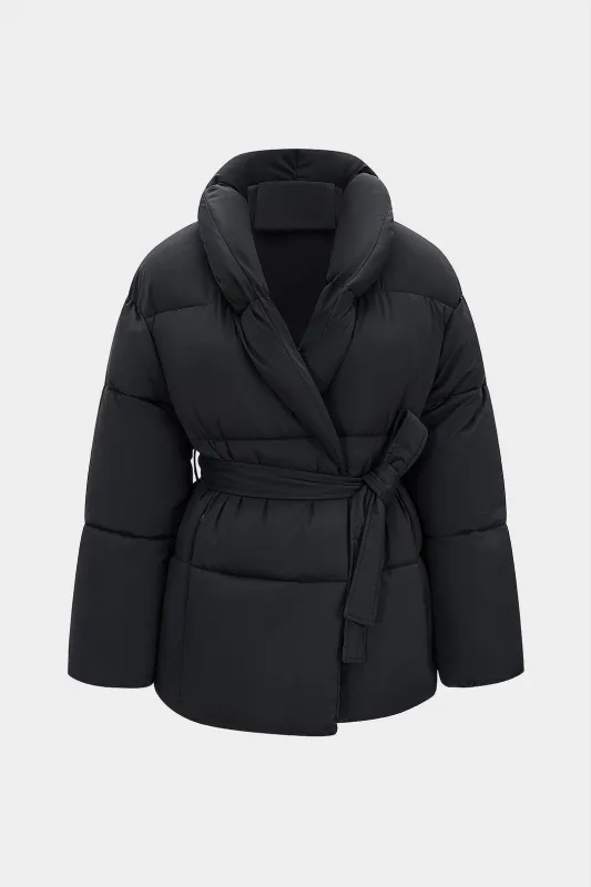 Tie-Up Turn-Down Collar Puffer sold by Micas
