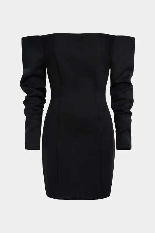 Off Shoulder Zipper Long Sleeve Mini Dress sold by Micas