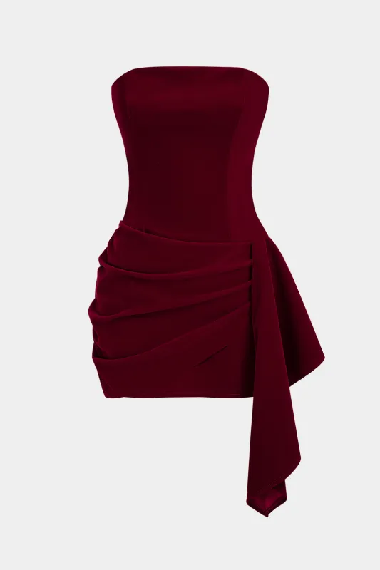 Velvet Ruched Strapless Sleeveless Mini Dress sold by Micas