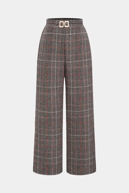 Plaid Print Woolen Straight Leg Pants sold by Micas