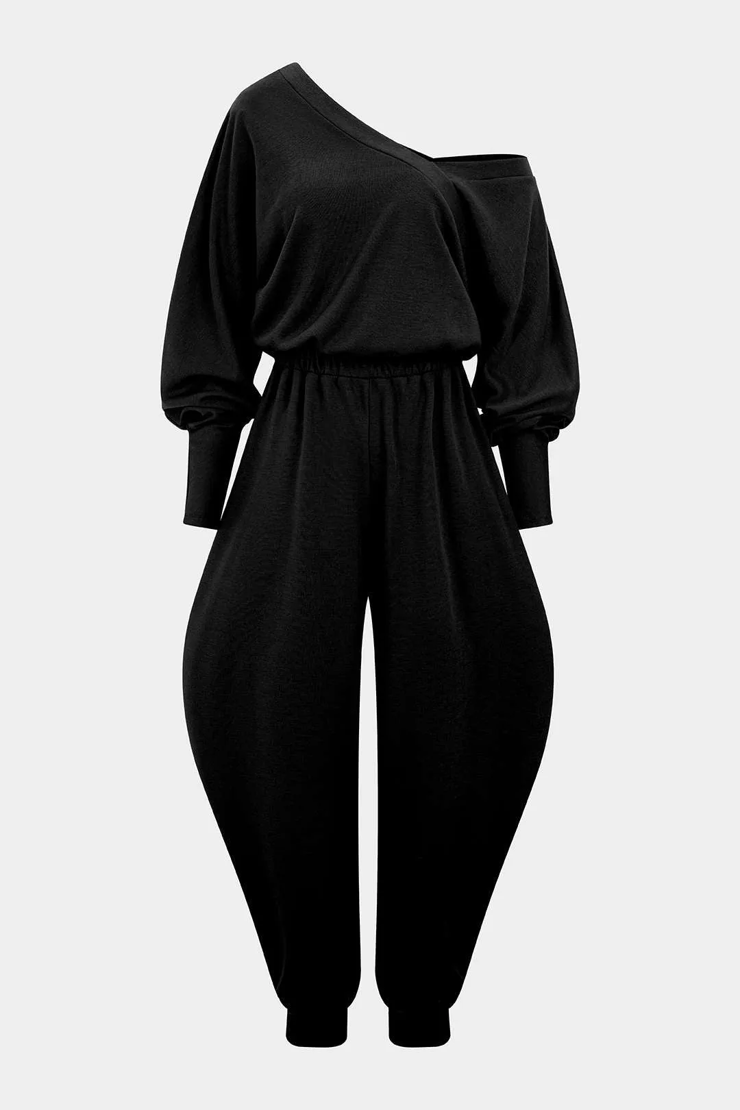 One Shoulder Shirred Long Sleeve Jumpsuit sold by Micas