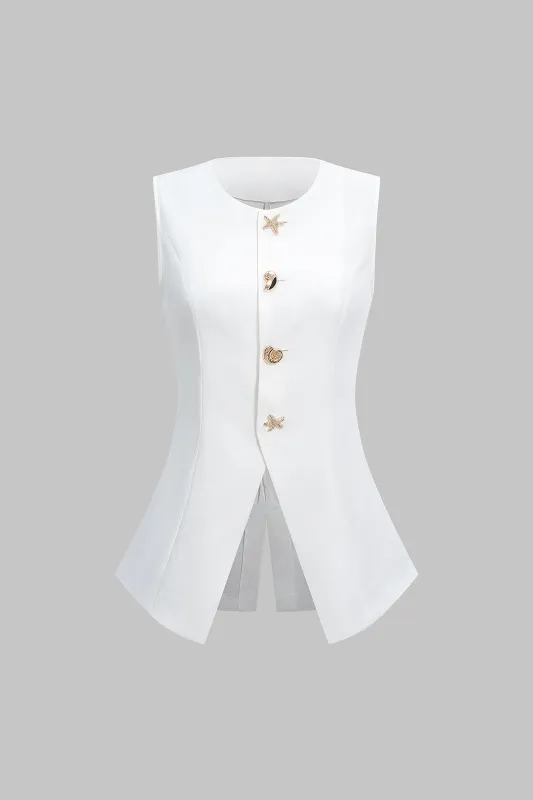 Round Neck Metallic Decor Tank Top sold by Micas