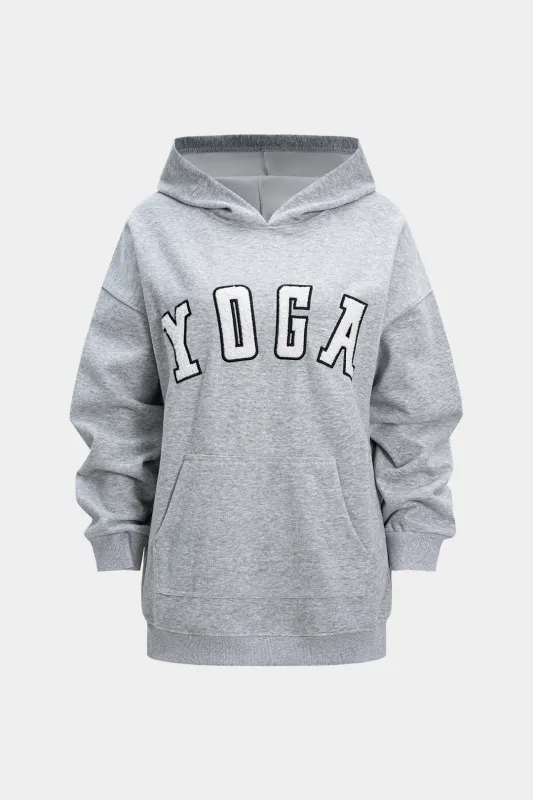 Letter Embroidery Patchwork Pocket Hoodie sold by Micas