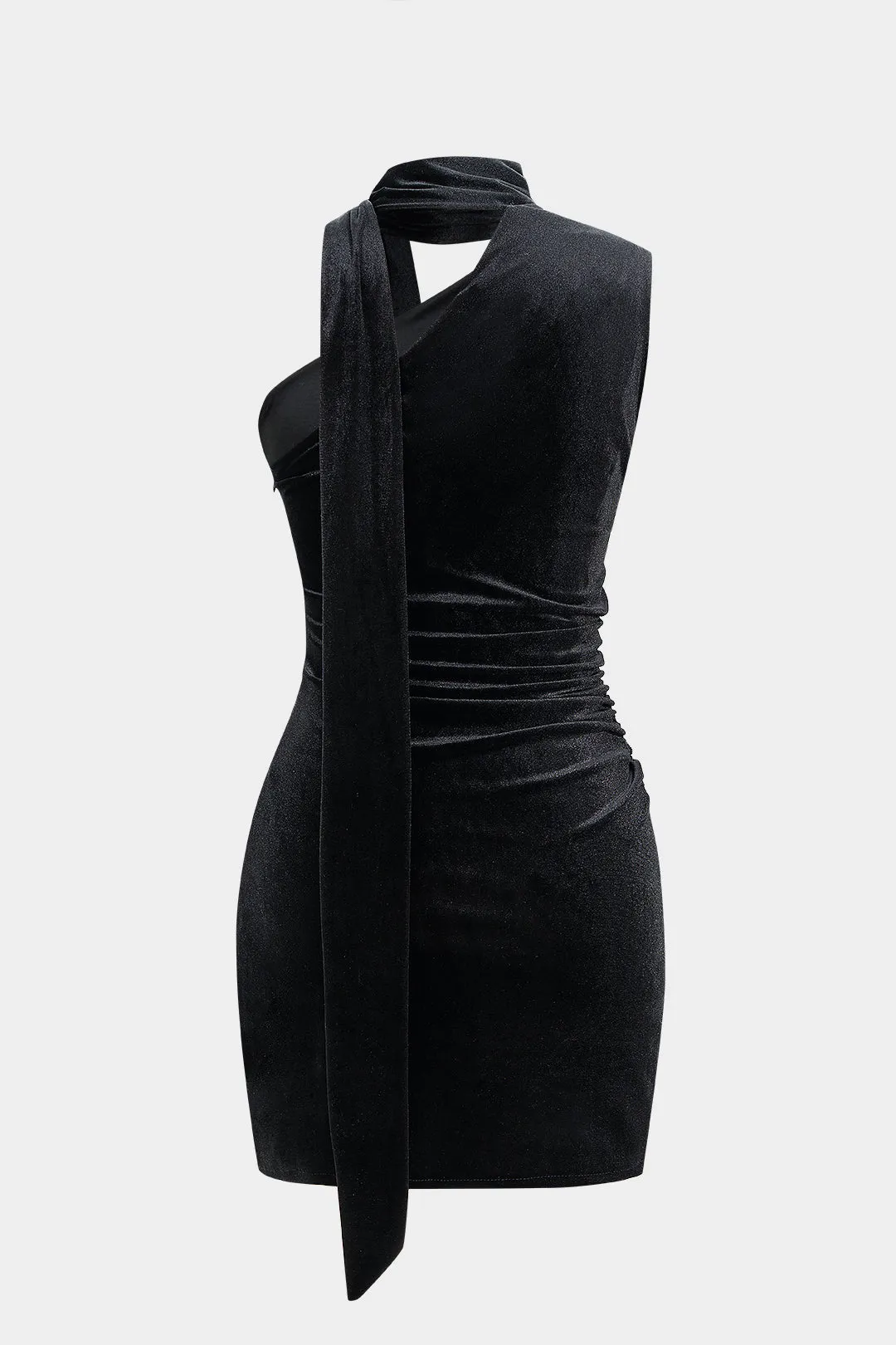 Velvet Ruched Scarf Sleeveless Mini Dress sold by Micas product image thumbnail 2