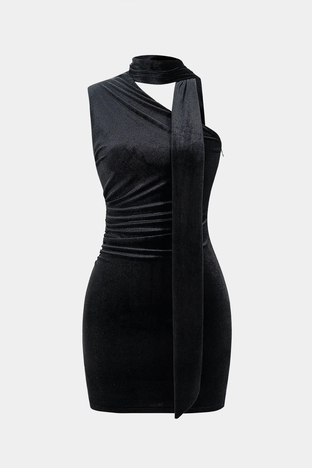 Velvet Ruched Scarf Sleeveless Mini Dress sold by Micas