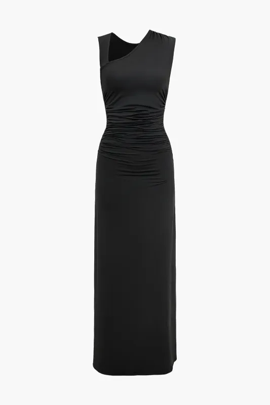 Ruched Asymmetrical Sleeveless Maxi Dress sold by Micas