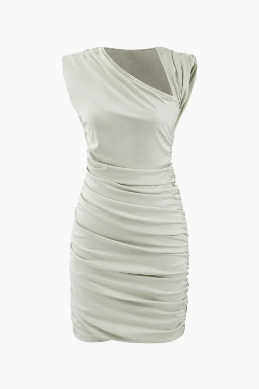 Asymmetrical Ruched Sleeveless Mini Dress sold by Micas