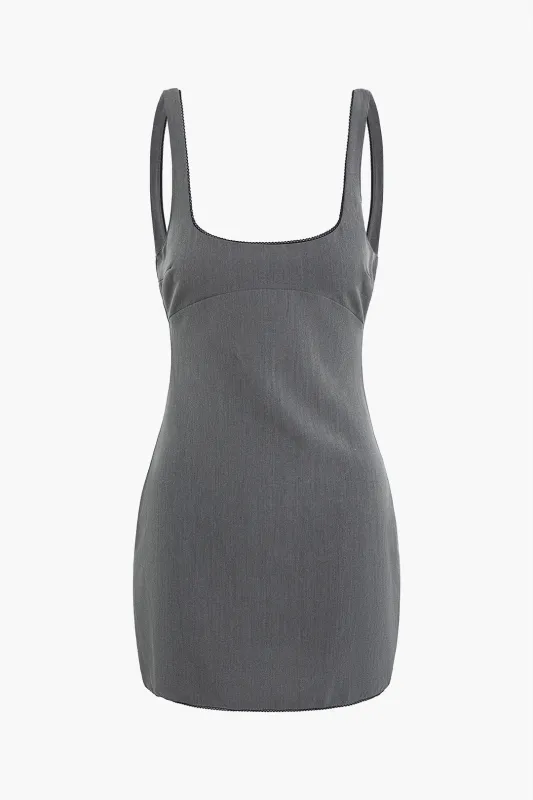 Square Neck Zipper Backless Sleeveless Mini Dress sold by Micas