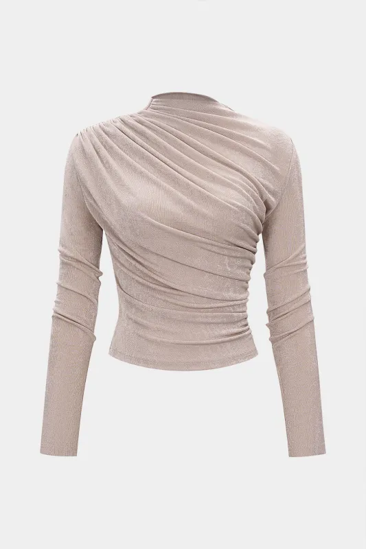 Ruched Wrinkle Long Sleeve Top sold by Micas