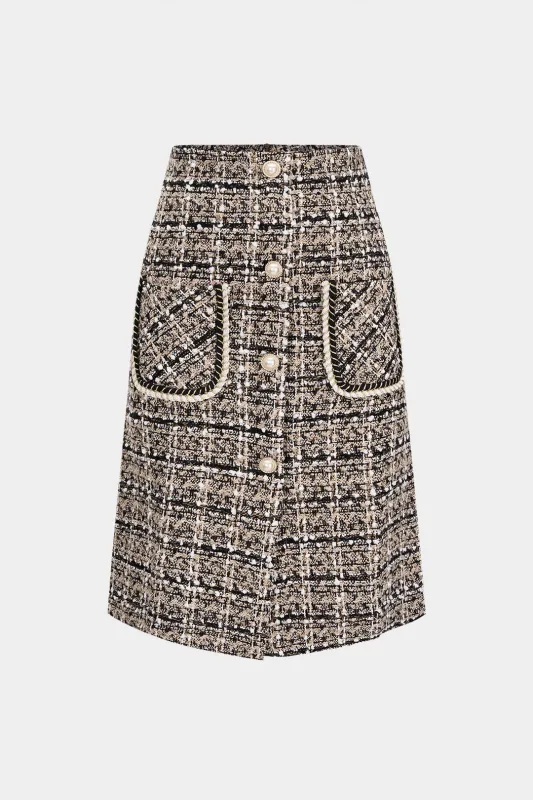 Tweed Button High Waist Skirt sold by Micas