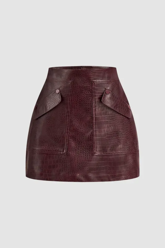 Faux Leather High Waist Skirt sold by Micas