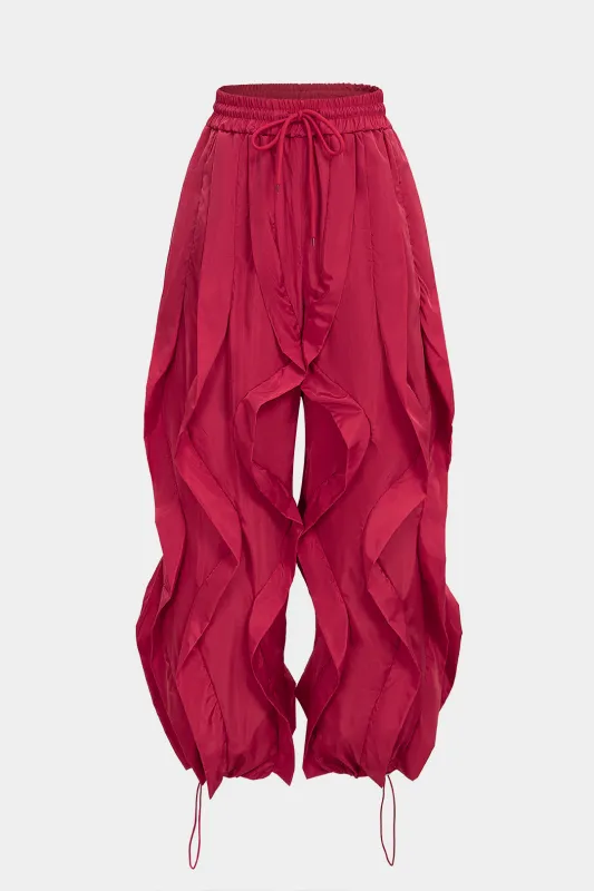 Drawstring Ruffle Detail Wide Leg Pants sold by Micas
