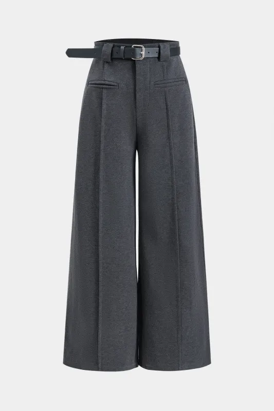 Belted Button Pocket Wide Leg Pants made by Micas