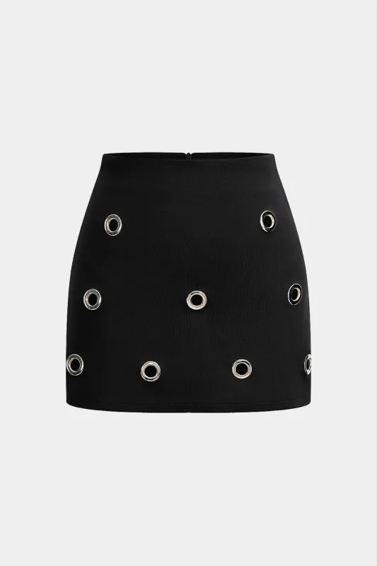 Hollow Out Ring Zipper Skirt sold by Micas