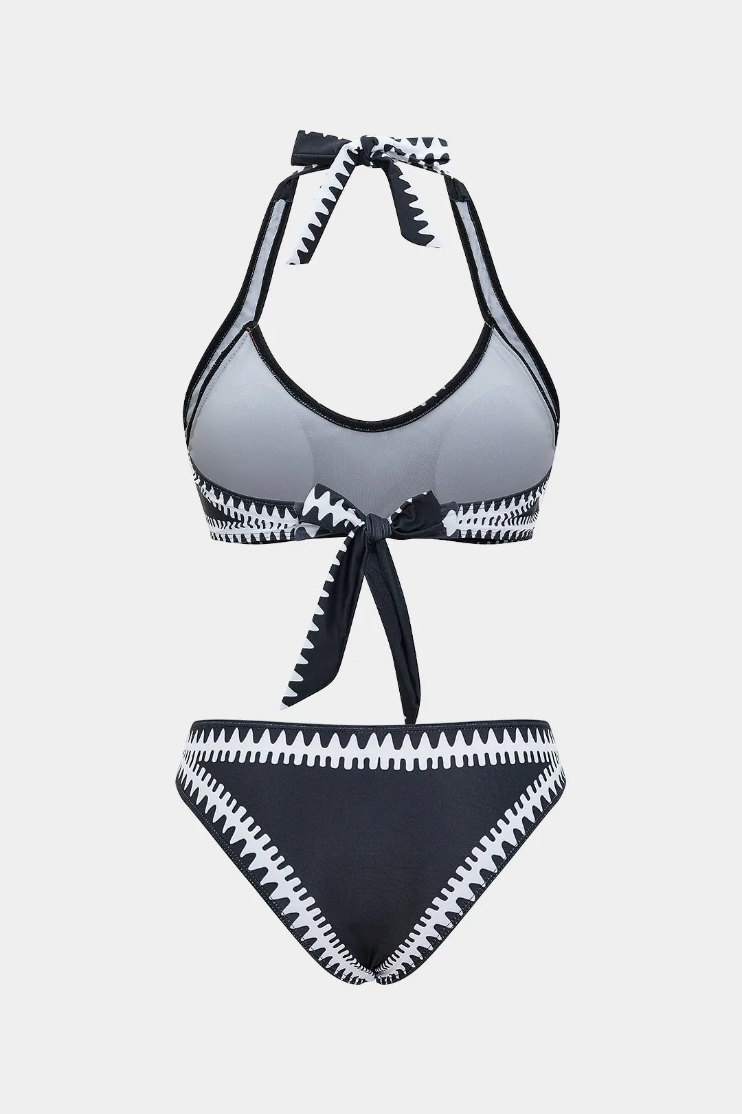 Contrast Print Tie Front Backless Bikini Set sold by Micas product image thumbnail 2