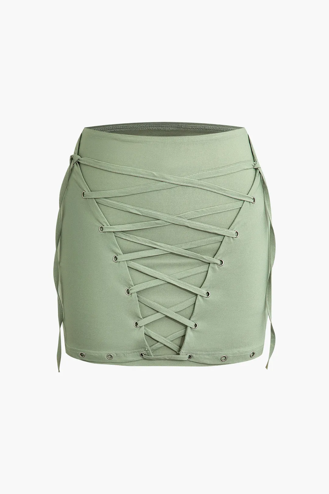 Solid Tie Up Zipper Corset Top And Bodycon Skirt Set sold by Micas product image thumbnail 4