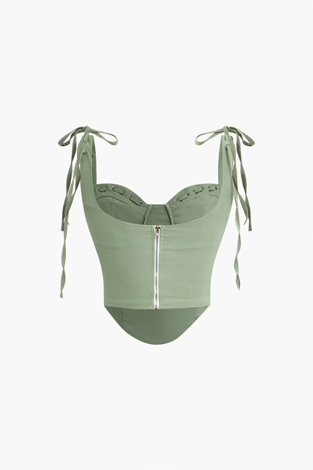 Solid Tie Up Zipper Corset Top And Bodycon Skirt Set sold by Micas product image thumbnail 3