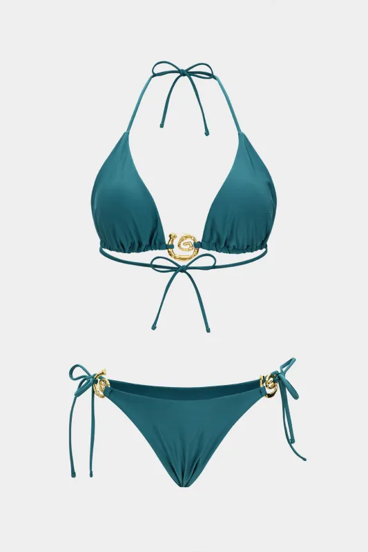 Metallic Decor Tie-Up Bikini Set sold by Micas