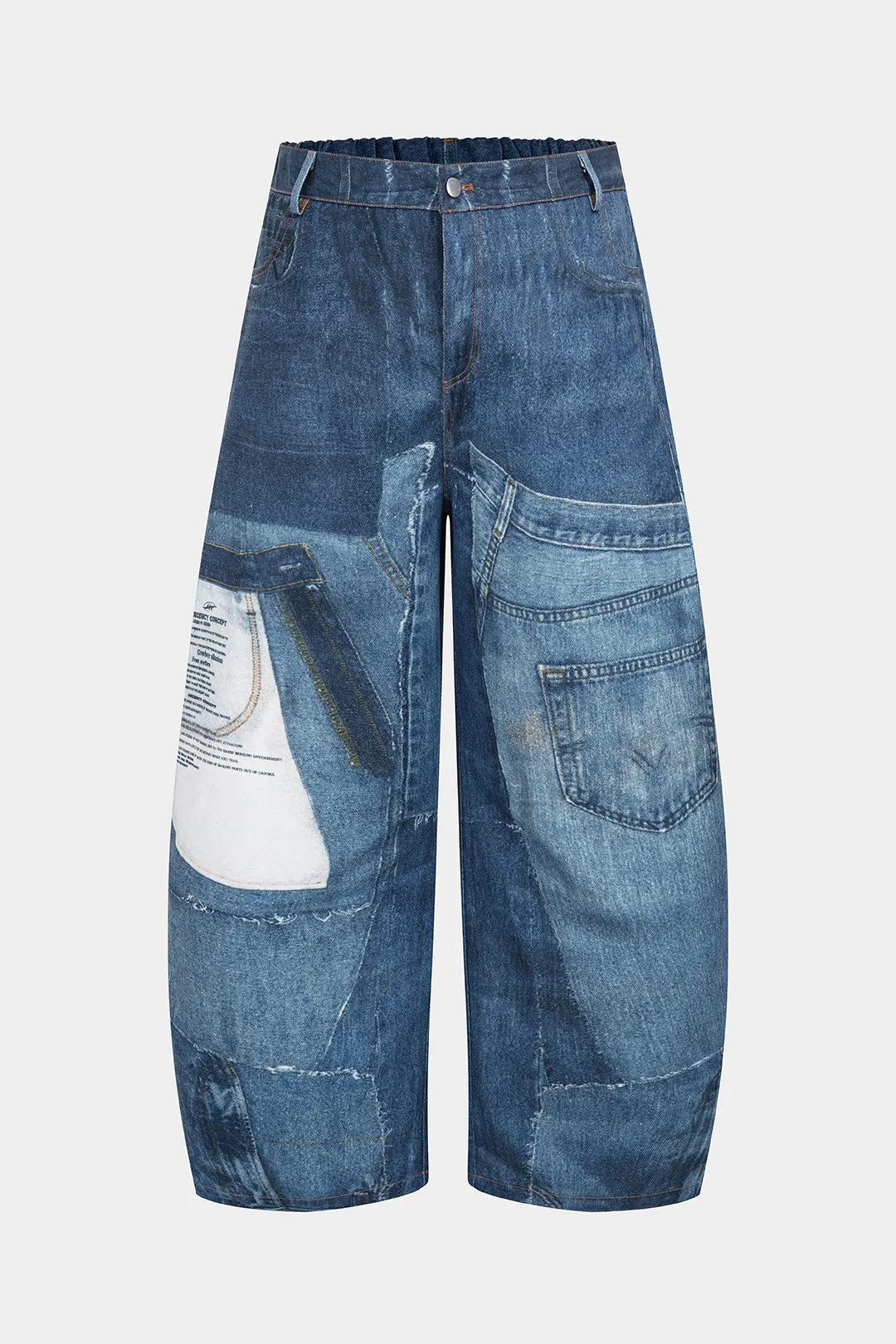 Plus Size Abstract Print Pocket Zipper Jeans sold by Micas