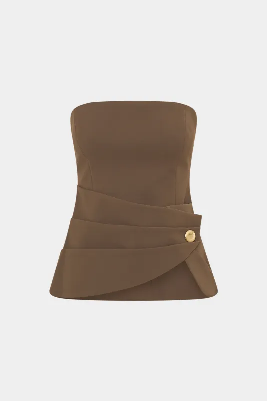 Pleated Zipper Strapless Tube Top sold by Micas