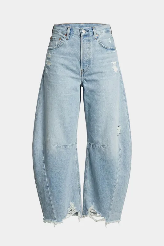 Denim Washed Ripped Barrel Jeans sold by Micas